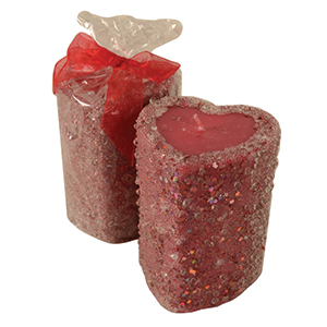 glitter heart shaped candles